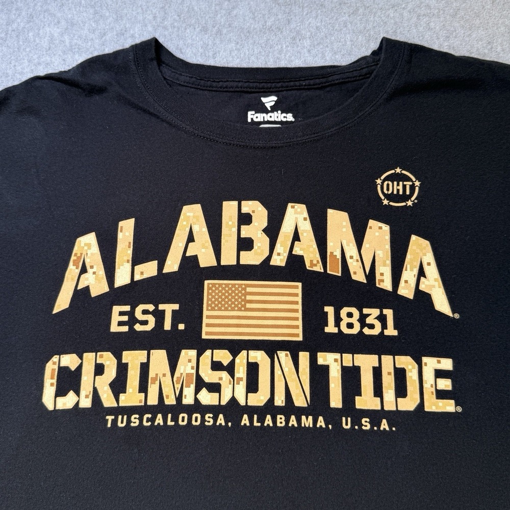 Alabama Crimson Tide Fanatics OHT Camo Flag T-Shirt Black 5XL NCAA College